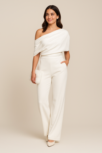 July Elegant Spring Jumpsuit With Single Breasted Neckline