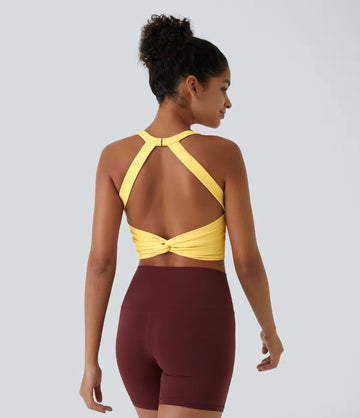 Plush Cut Out Cropped Yoga Tank Vest Top