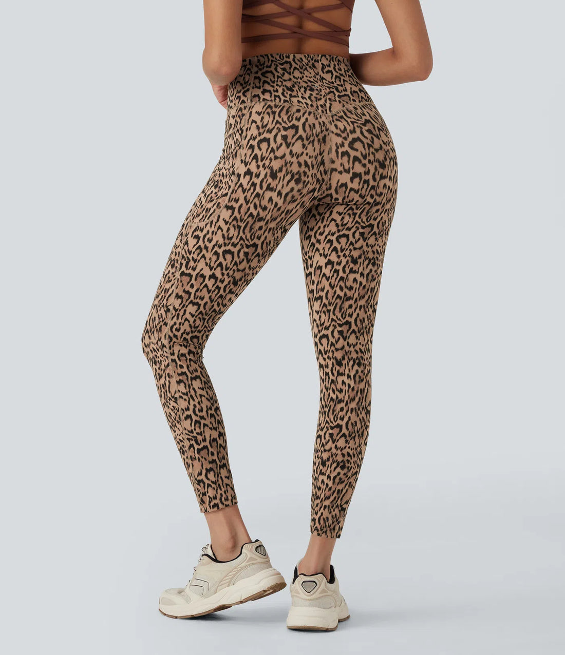 Leopard Print SoCinched High Waisted Tummy Control Yoga Leggings with Pockets