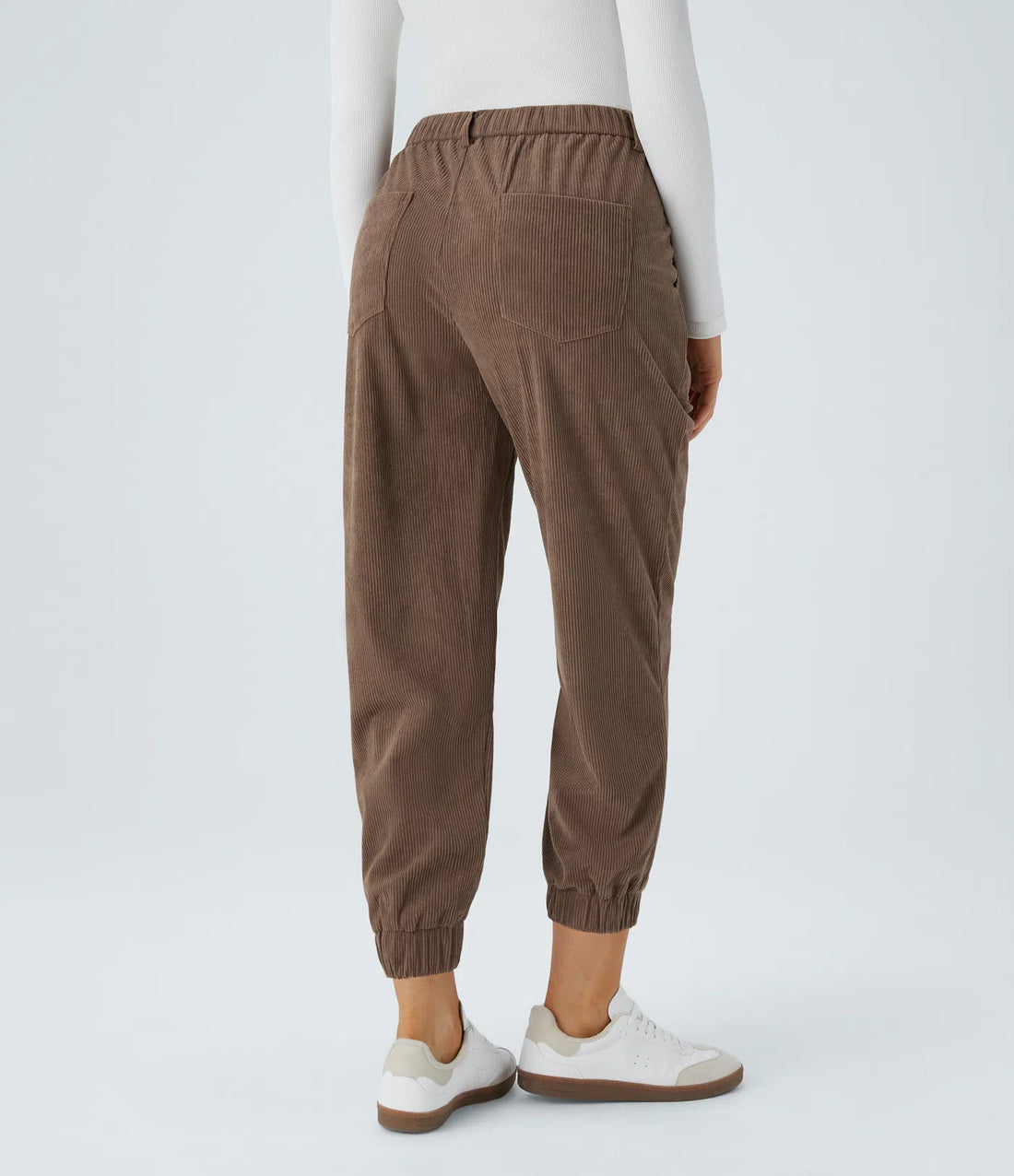 Mid Rise Button Zipper Multiple Pockets Corduroy Casual Joggers