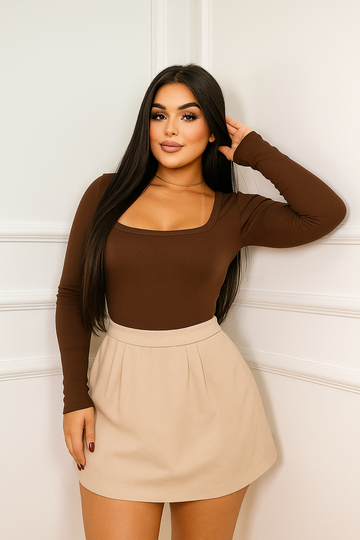 Long-sleeved ribbed bodysuit